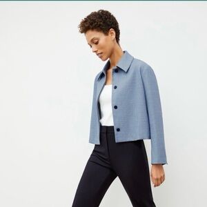 MM Lafleur The Nicky Blue Sharkskin Wool Blend Jacket XL